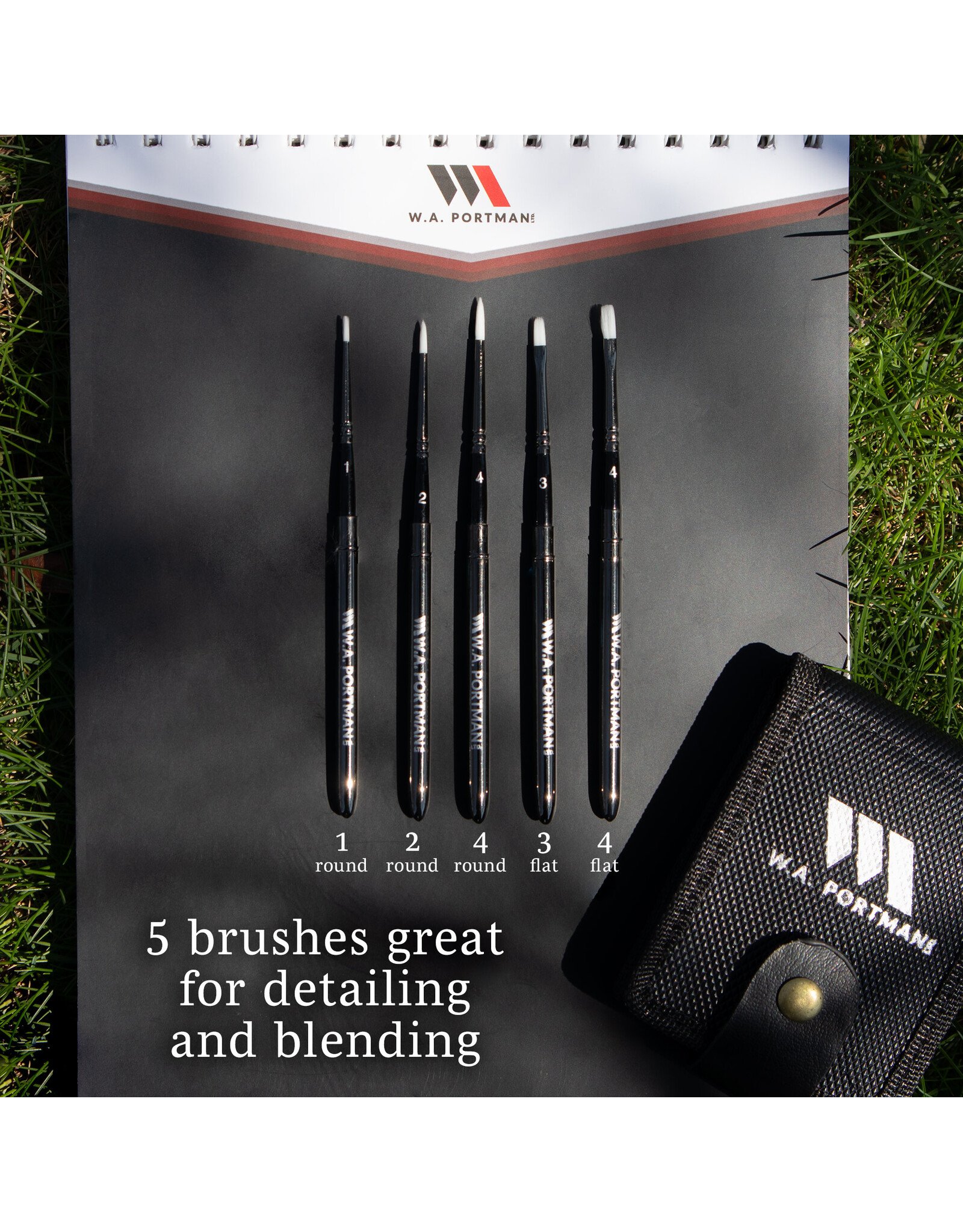 W.A. Portman WA Portman 5-pc Small Travel Watercolor Brushes with Case – Collapsible Synthetic Pocket Watercolor Paint Brushes