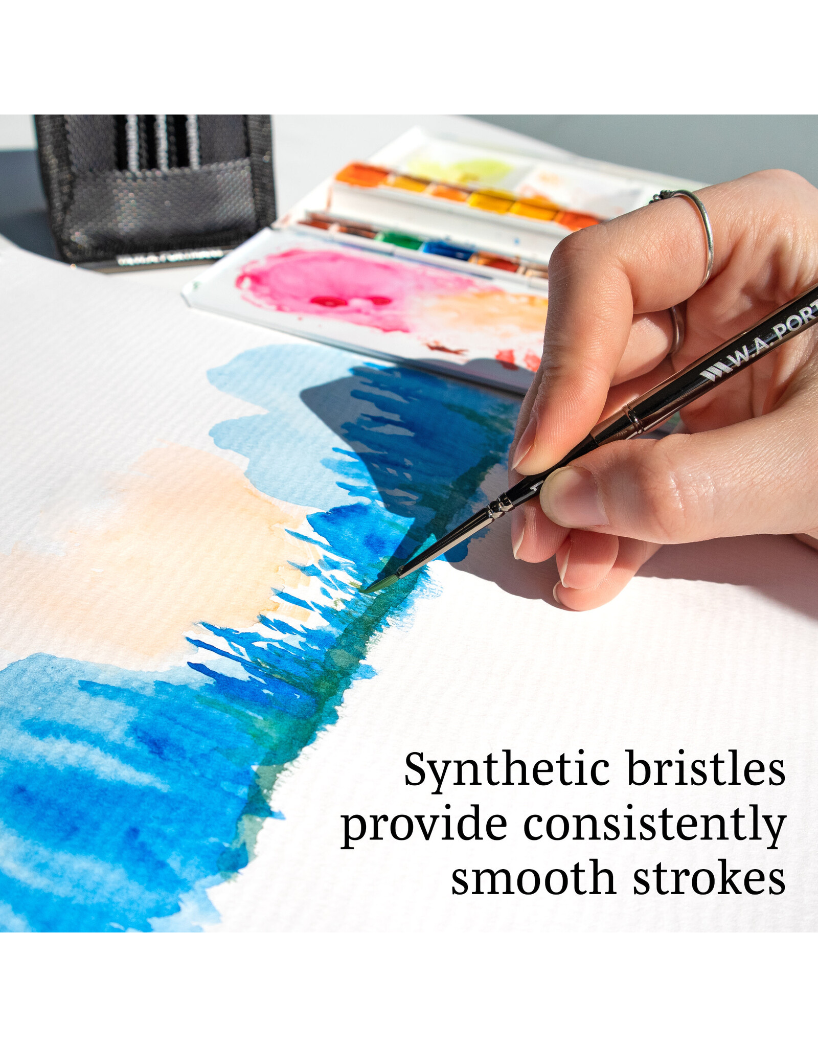 W.A. Portman WA Portman 5-pc Small Travel Watercolor Brushes with Case – Collapsible Synthetic Pocket Watercolor Paint Brushes