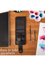 W.A. Portman WA Portman 5-pc Small Travel Watercolor Brushes with Case – Collapsible Synthetic Pocket Watercolor Paint Brushes