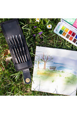 W.A. Portman WA Portman 5-pc Small Travel Watercolor Brushes with Case – Collapsible Synthetic Pocket Watercolor Paint Brushes