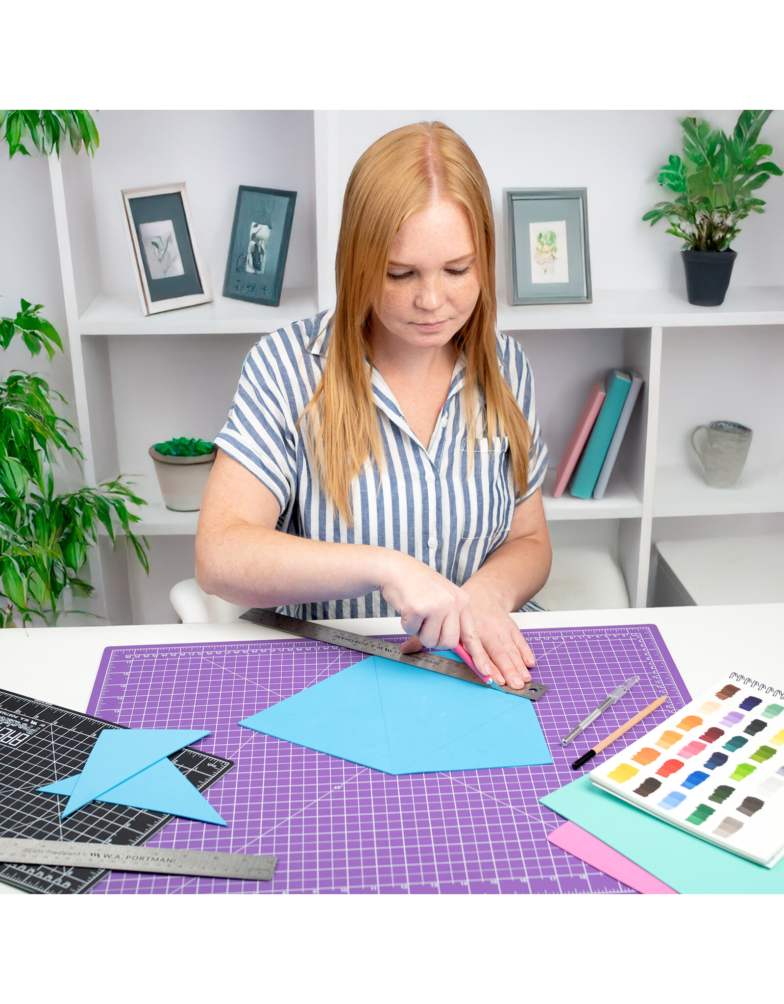 W.A. Portman WA Portman Metal Ruler 12 Inch Cork Back 10pk - Flexible & Non-Slip Stainless Steel Metal Ruler with Cork Backing