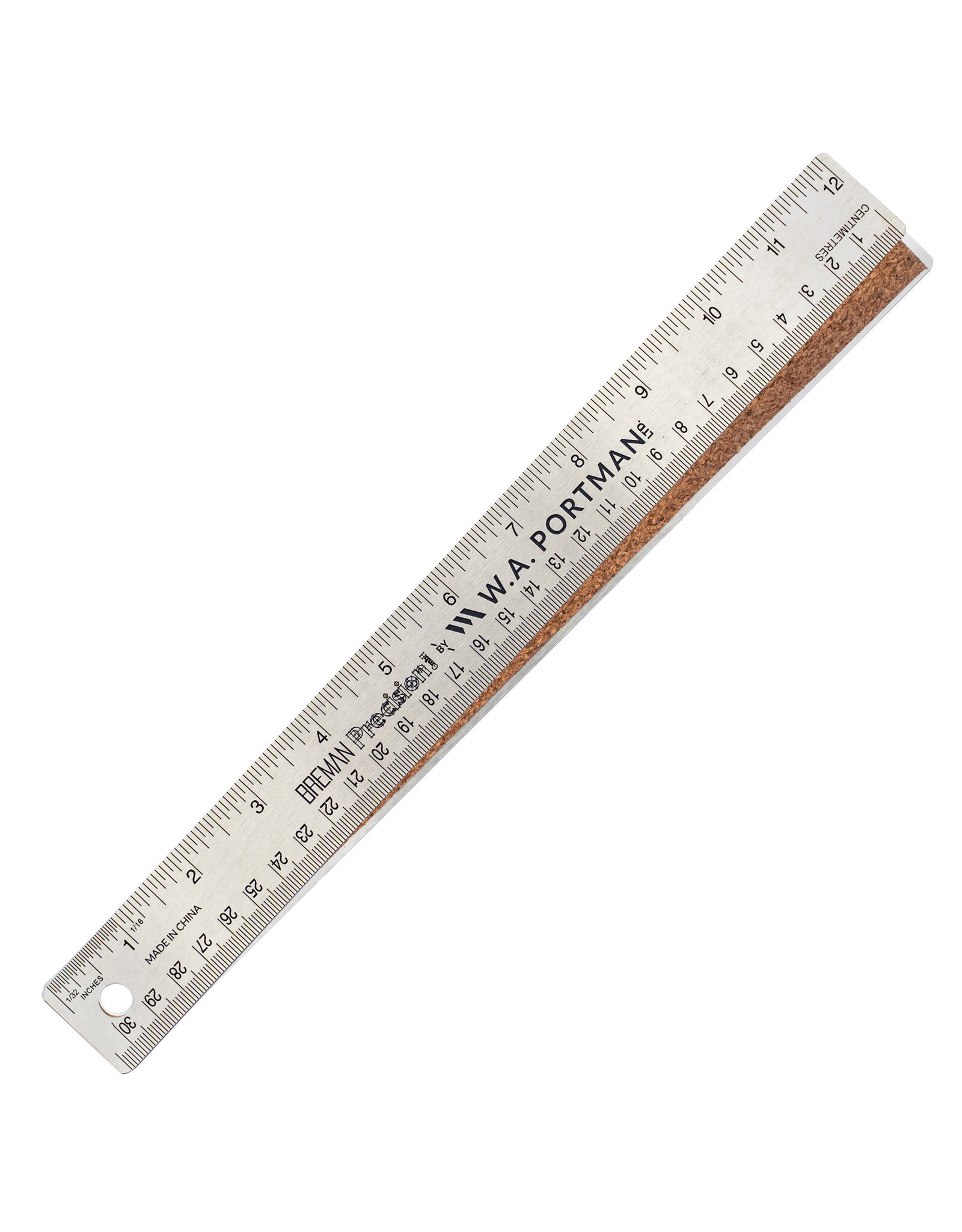 W.A. Portman WA Portman Metal Ruler 12 Inch Cork Back 1pk - Flexible & Non-Slip Stainless Steel Metal Ruler with Cork Backing