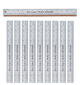 W.A. Portman WA Portman Metal Ruler 15 Inch Cork Back 10pk - Flexible & Non-Slip Stainless Steel Metal Ruler with Cork Backing