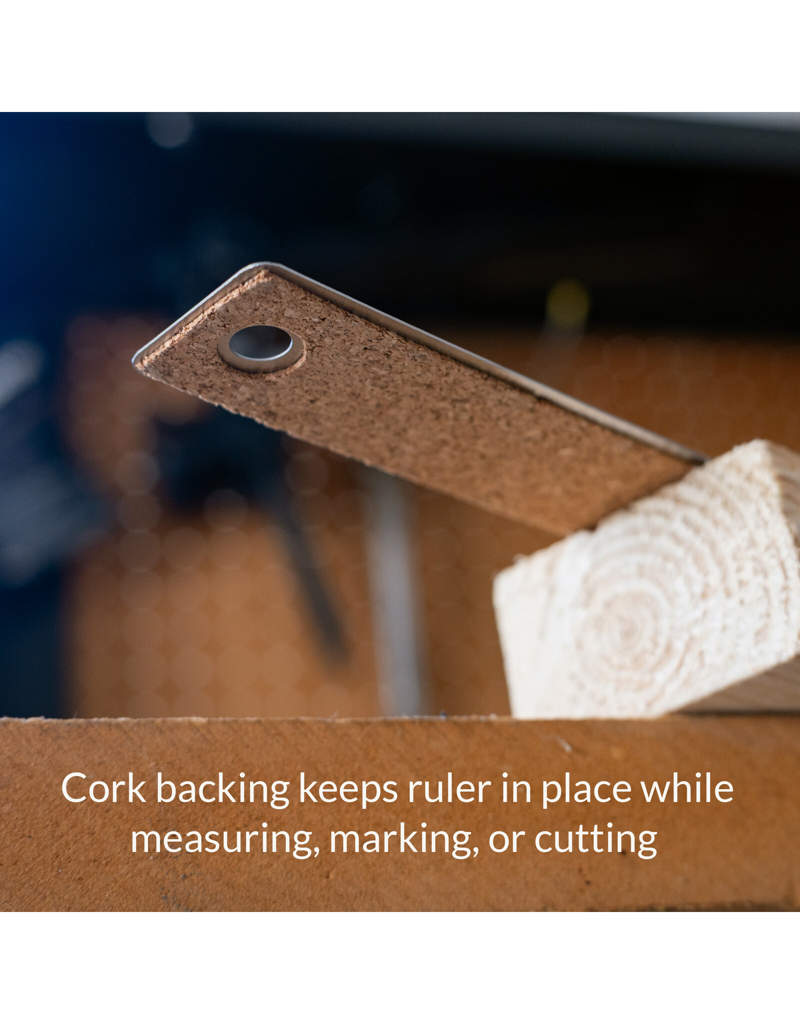 W.A. Portman WA Portman Metal Ruler 15 Inch Cork Back 1pk - Flexible & Non-Slip Stainless Steel Metal Ruler with Cork Backing