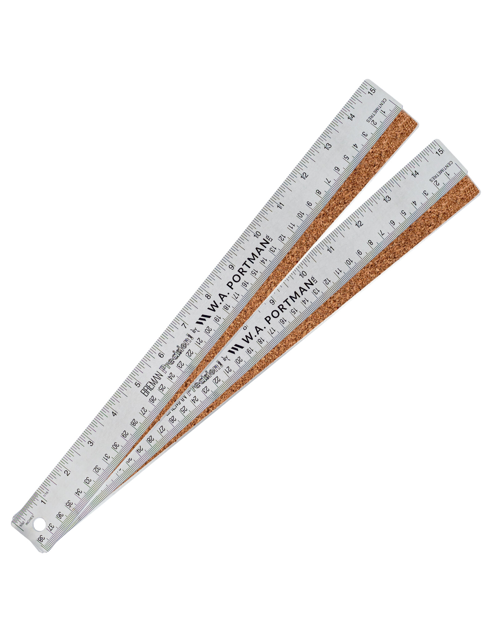 W.A. Portman WA Portman Metal Ruler 15 Inch Cork Back 2pk - Flexible & Non-Slip Stainless Steel Metal Ruler with Cork Backing
