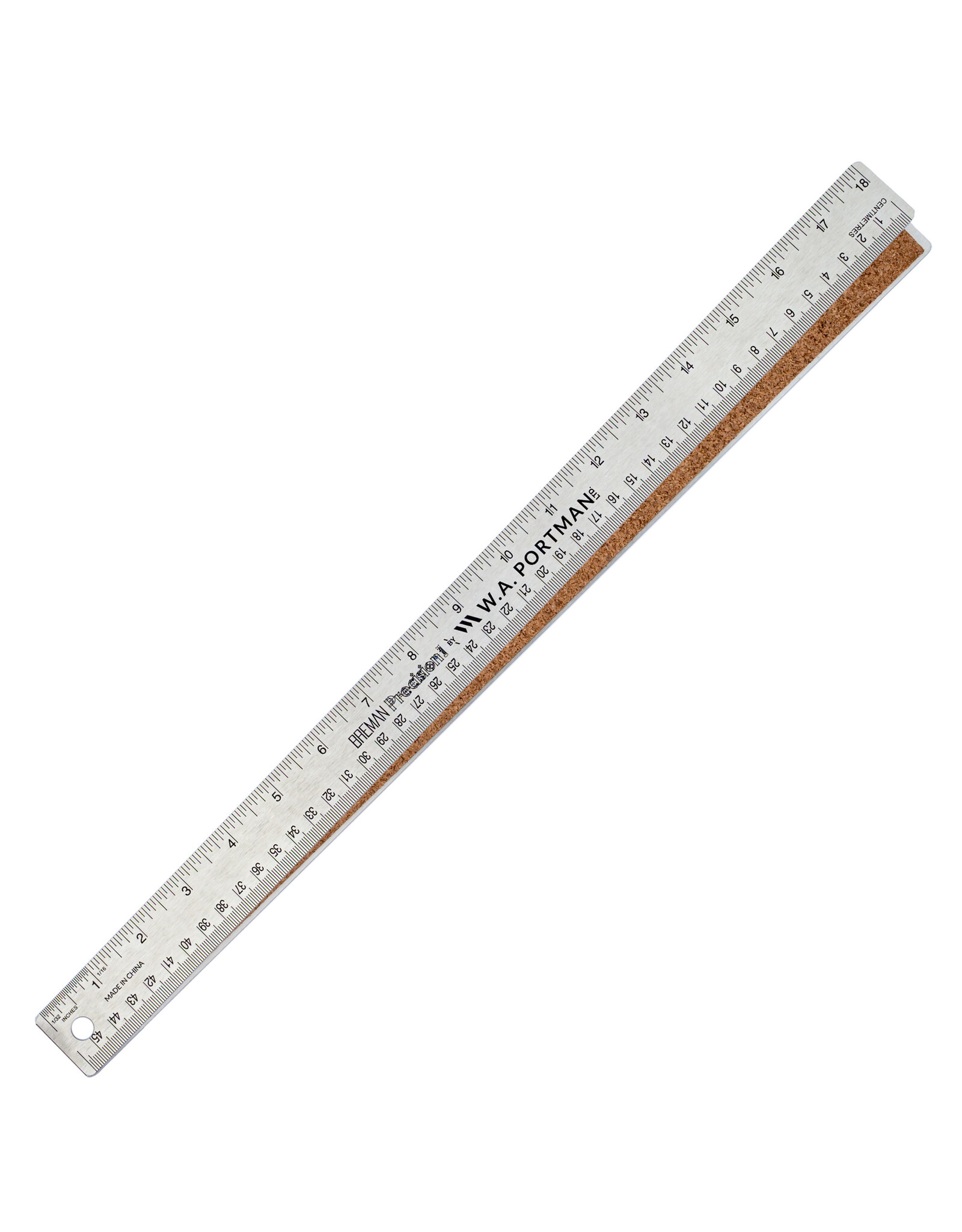 W.A. Portman WA Portman Metal Ruler 18 Inch Cork Back 1pk - Flexible & Non-Slip Stainless Steel Metal Ruler with Cork Backing
