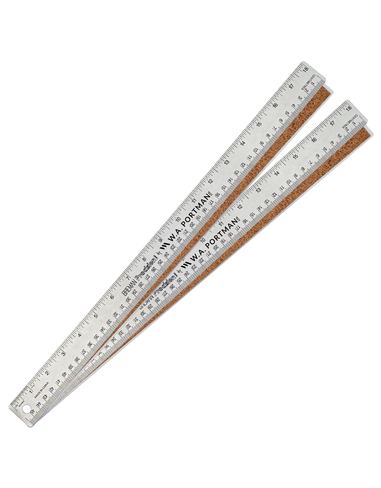 W.A. Portman WA Portman Metal Ruler 18 Inch Cork Back 2pk- Flexible & Non-Slip Stainless Steel Metal Ruler with Cork Backing