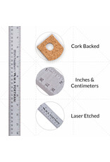 W.A. Portman WA Portman Metal Ruler 36 Inch Cork Back – 1 Pk Stainless Steel Straight Edge, Flexible Non-Slip Metal Ruler with Cork Backing