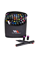 W.A. Portman WA Portman 60pc Prima Dual Tip Alcohol Markers Set – Chisel & Fine Point Alcohol Art Markers with White Gel Pen