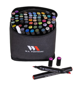 W.A. Portman WA Portman 60pc Prima Dual Tip Alcohol Markers Set – Chisel & Fine Point Alcohol Art Markers with White Gel Pen