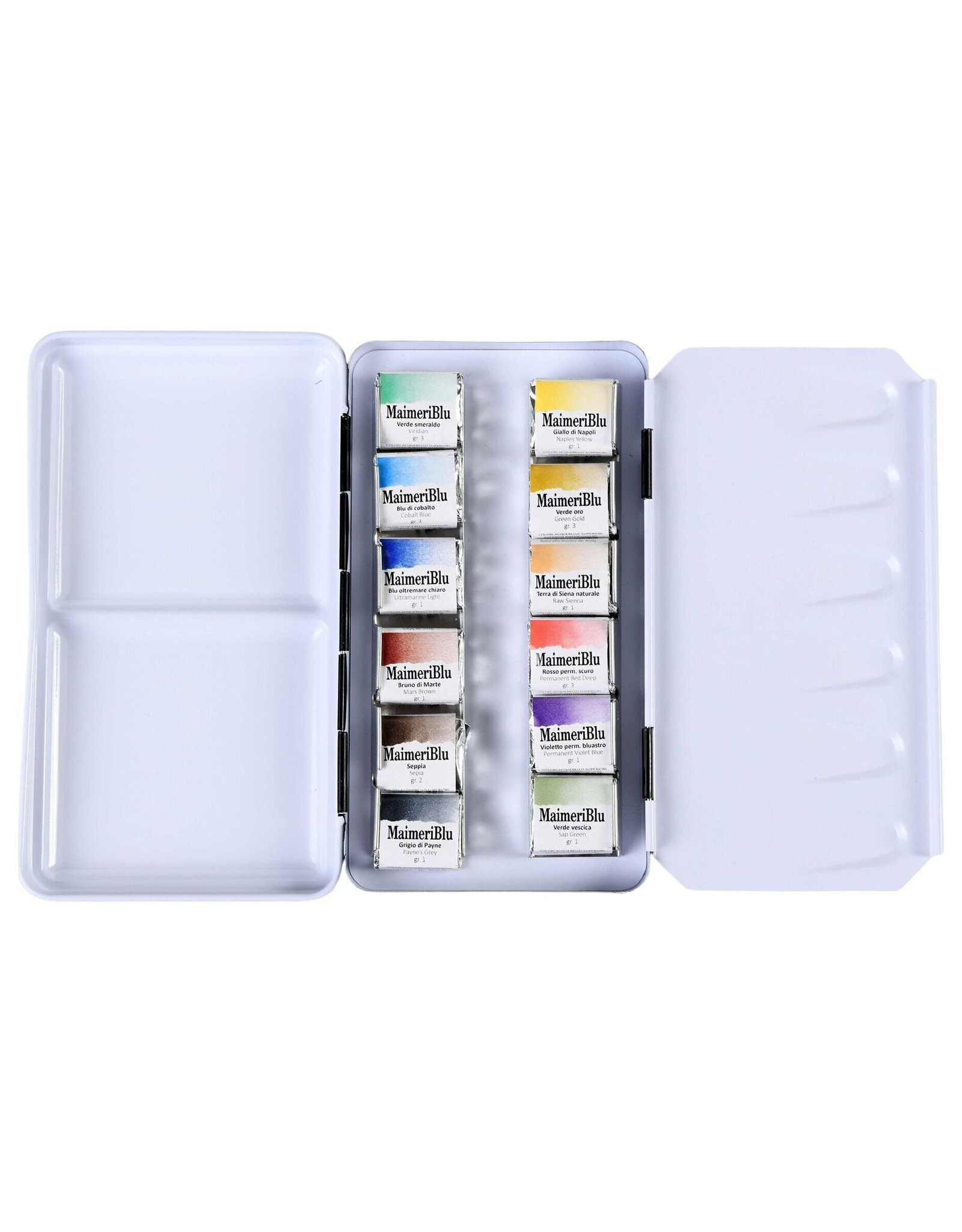 Maimeri MaimeriBlu Watercolors, Half Pan Metal Box Set of 12