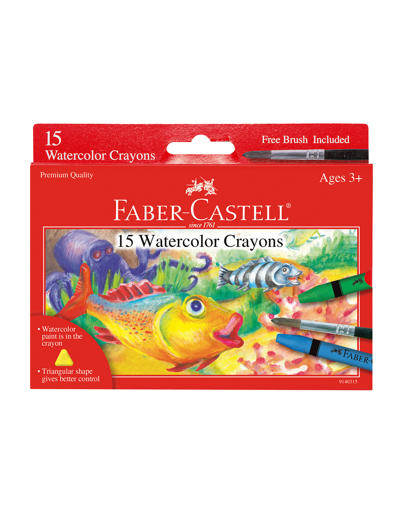 FABER-CASTELL 15Ct Watercolor Crayons W/ Free Brush