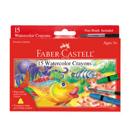 FABER-CASTELL 15Ct Watercolor Crayons W/ Free Brush