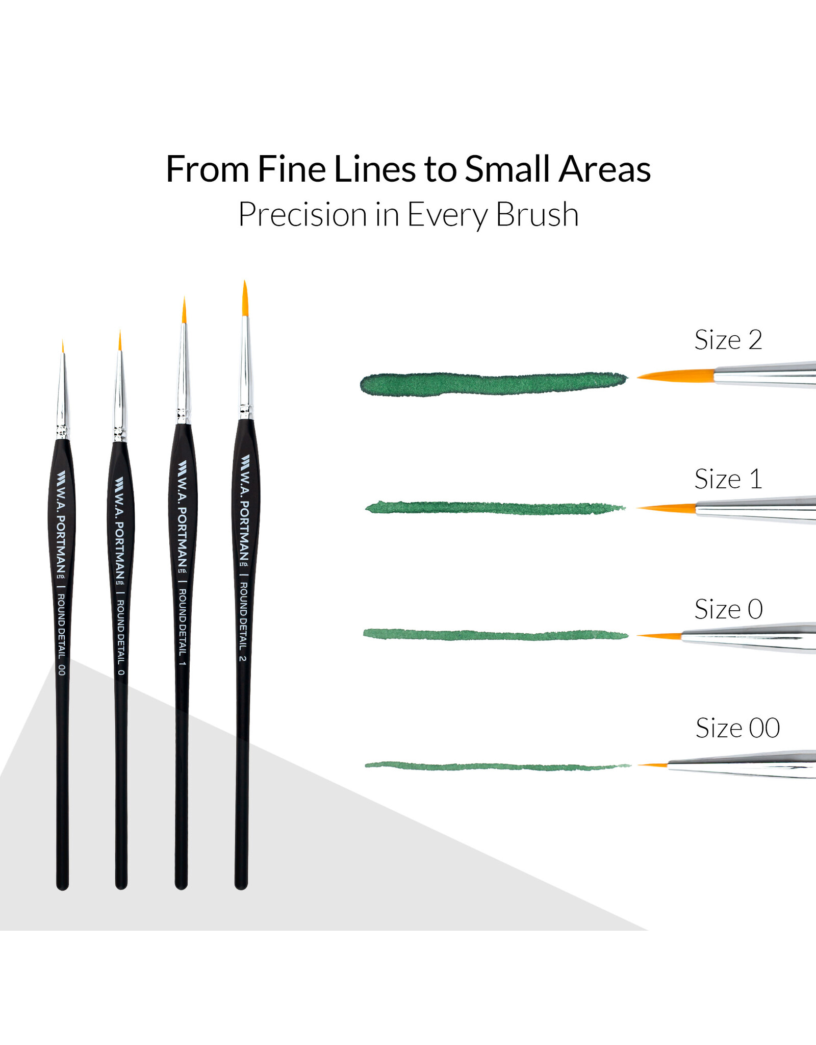 W.A. Portman WA Portman 4pc Detail Brushes #00, 0, 1, 2 - PRE-ORDER 12/1/2025
