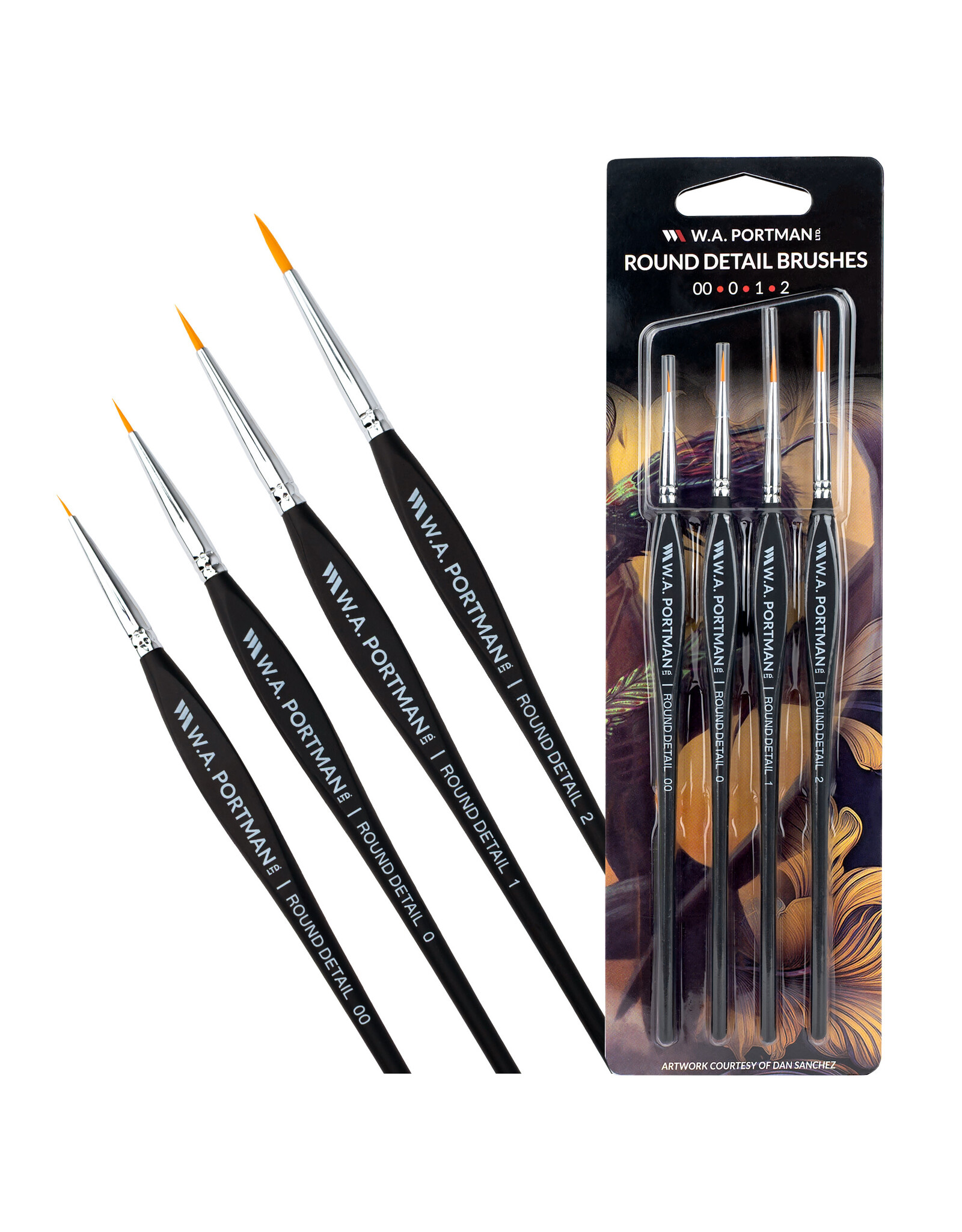 W.A. Portman WA Portman 4pc Detail Brushes #00, 0, 1, 2 - PRE-ORDER 12/1/2025