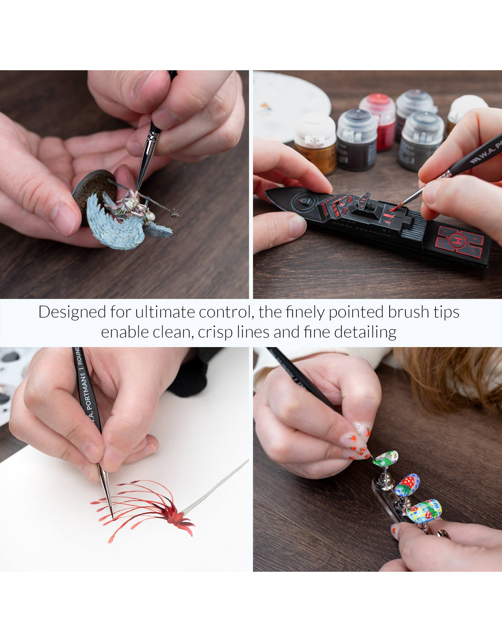 W.A. Portman WA Portman 4pc Detail Brushes #00, 0, 1, 2 - PRE-ORDER 12/1/2025