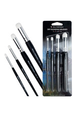 W.A. Portman WA Portman Blending Brush Set – 4pc Synthetic Acrylic Blending Brushes for Dry Brush Miniature Painting – Ideal for Pastels, Charcoal, Watercolor, Ink & Acrylics