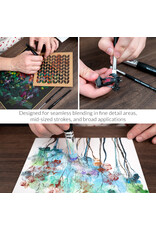 W.A. Portman WA Portman Blending Brush Set – 4pc Synthetic Acrylic Blending Brushes for Dry Brush Miniature Painting – Ideal for Pastels, Charcoal, Watercolor, Ink & Acrylics