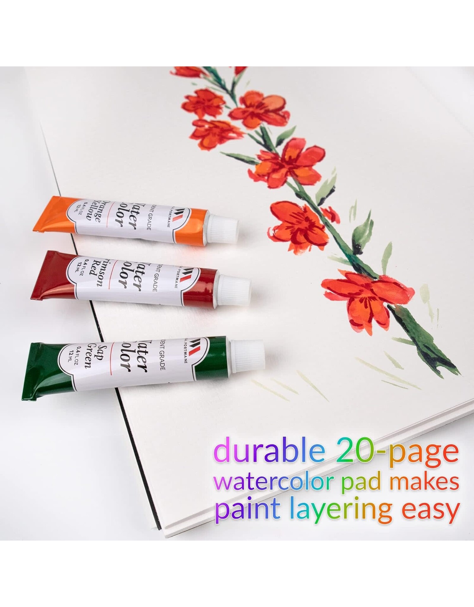 W.A. Portman WA Portman Premium 29-Pc Complete Watercolor Paint Tubes Set for Artists & Beginners