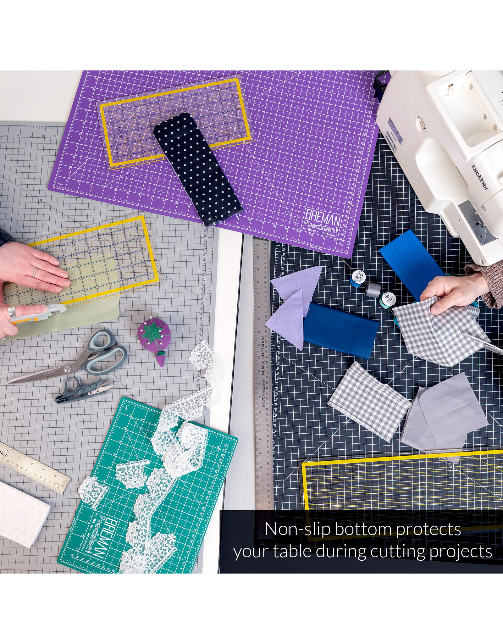 W.A. Portman WA Portman 24x36 Inch Self Healing Cutting Mat – 2-Sided 5-Ply PVC Purple/Gray Cutting Mats for Crafts with Non-Slip Surface & Precise Grid Lines
