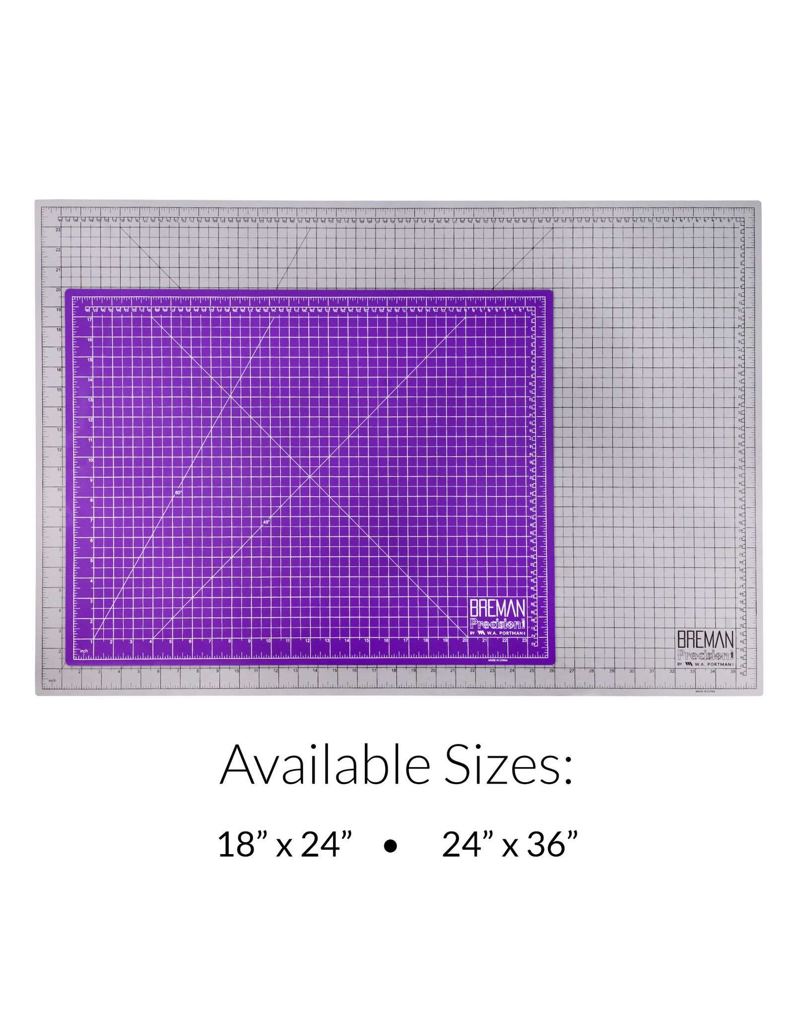 W.A. Portman WA Portman 24x36 Inch Self Healing Cutting Mat – 2-Sided 5-Ply PVC Purple/Gray Cutting Mats for Crafts with Non-Slip Surface & Precise Grid Lines