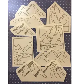 M Creative J- Peel, Stick & Stitch Hand Embroidery Patterns-Mountains 8-Pack