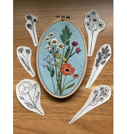 M Creative J- Peel, Stick and Stitch Hand Embroidery Wildflower Stems Patterns 6-Pack