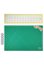 W.A. Portman WA Portman 24x36" Self Healing Cutting Mat & 45mm Rotary Cutter Set with 5 Extra Blades – 6x24 Acrylic Quilting Rulers