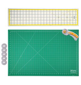 W.A. Portman WA Portman 24x36" Self Healing Cutting Mat & 45mm Rotary Cutter Set with 5 Extra Blades – 6x24 Acrylic Quilting Rulers