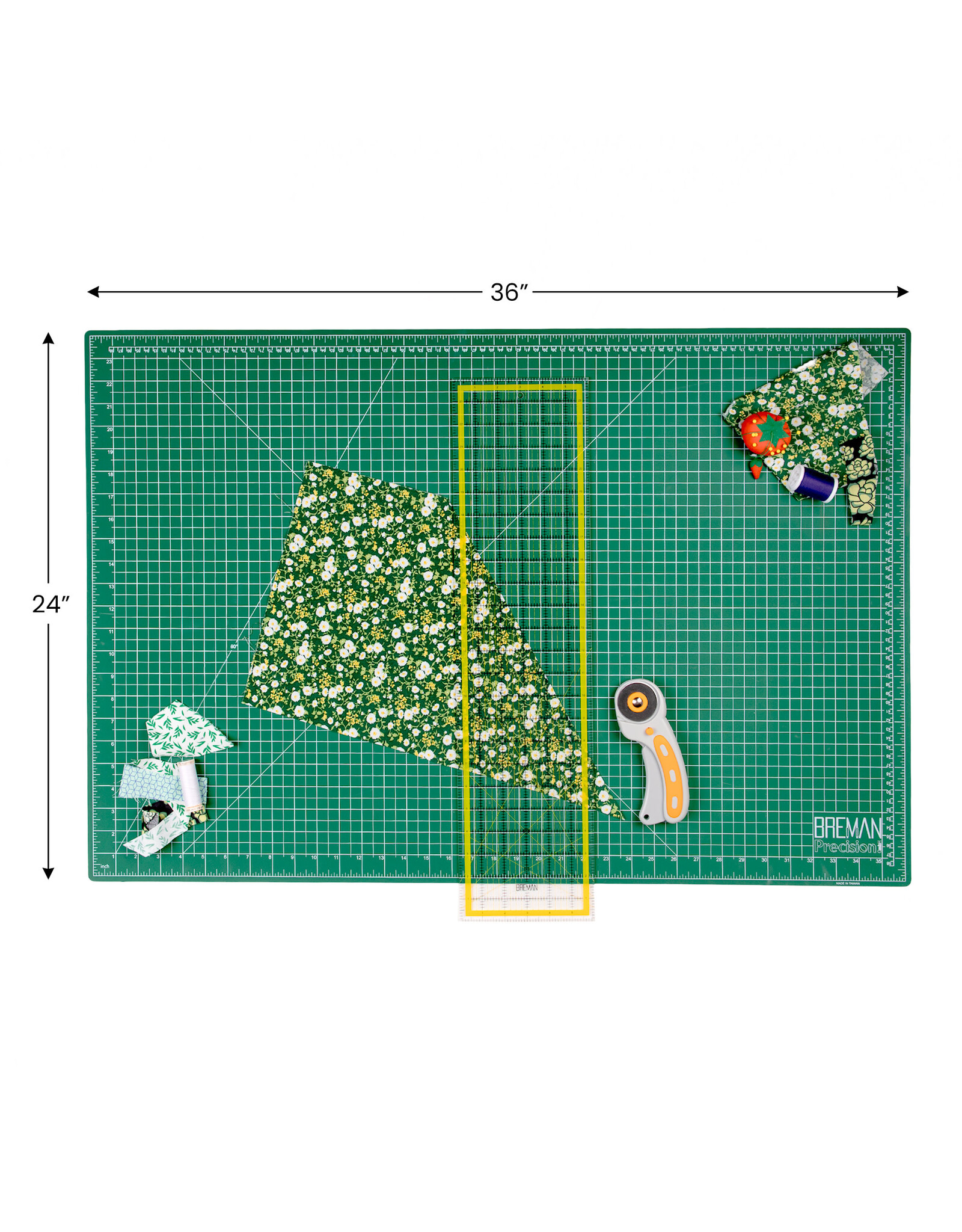 W.A. Portman WA Portman 24x36" Self Healing Cutting Mat & 45mm Rotary Cutter Set with 5 Extra Blades – 6x24 Acrylic Quilting Rulers