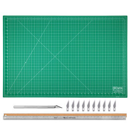 W.A. Portman WA Portman 24x36" Self Healing Cutting Mat with Precision Craft Knife, Hobby Knife Blades & 36" Cork Backed Metal Ruler