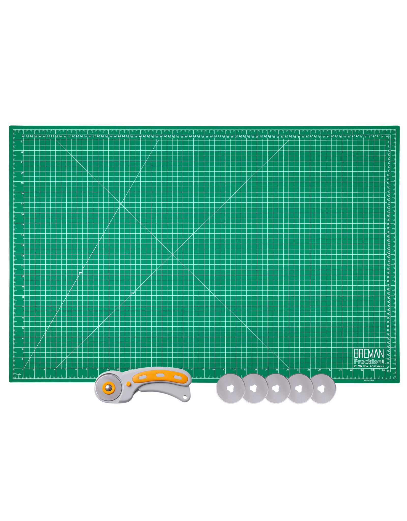 W.A. Portman WA Portman 24x36" Self Healing Cutting Mat & 45mm Fabric Cutter Wheel with 5 Extra Rotary Blades for Sewing & Quilting