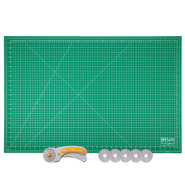 W.A. Portman WA Portman 24x36" Self Healing Cutting Mat & 45mm Fabric Cutter Wheel with 5 Extra Rotary Blades for Sewing & Quilting