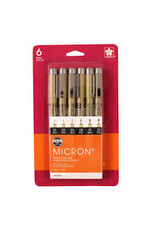 Sakura Sakura Pigma Microns, Assorted Set of 6, Black