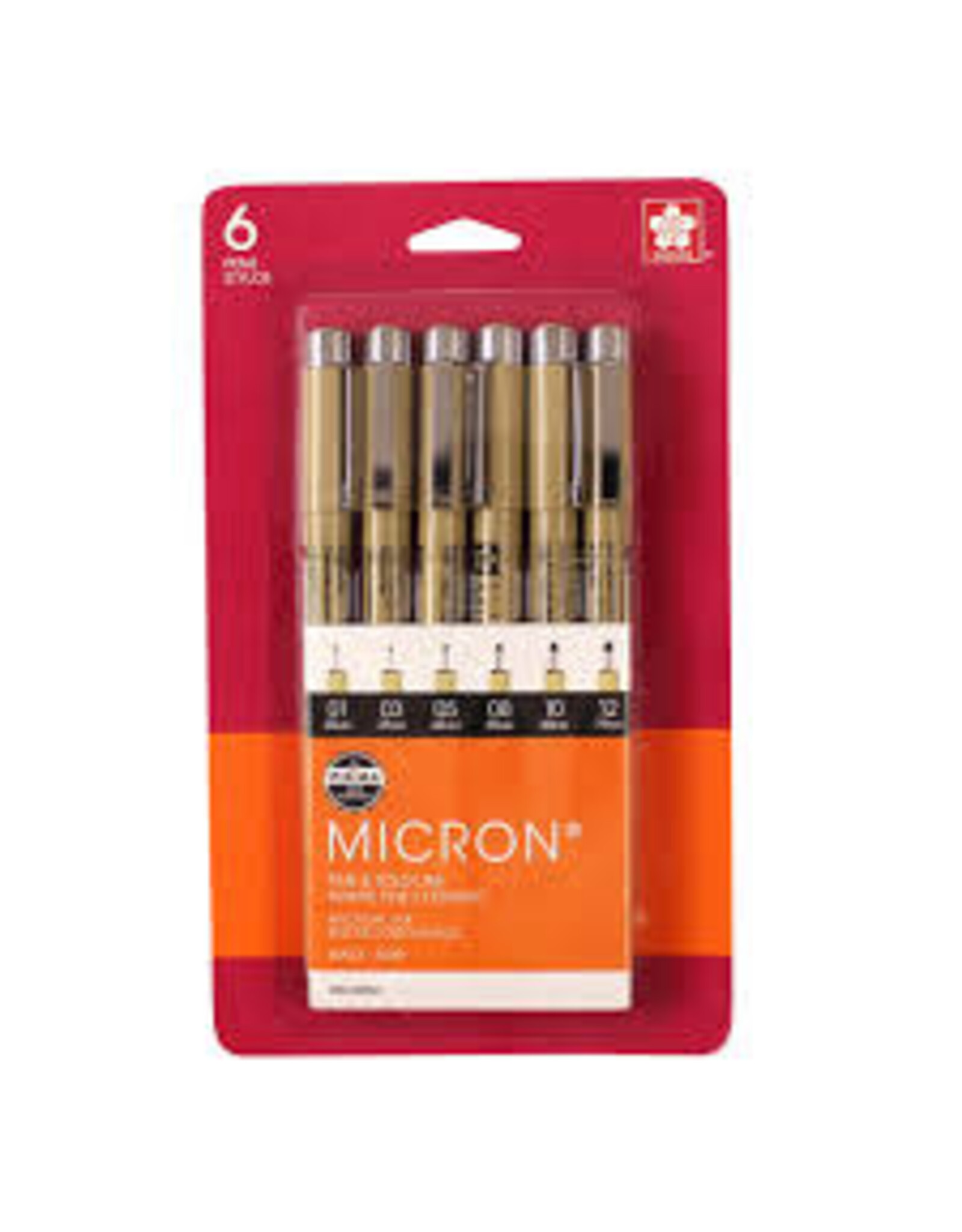 Sakura Sakura Pigma Microns, Assorted Set of 6, Black