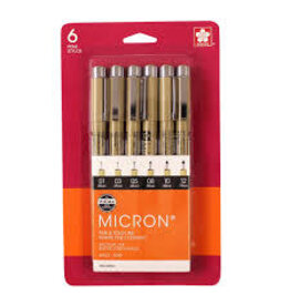 Sakura Sakura Pigma Microns, Assorted Set of 6, Black