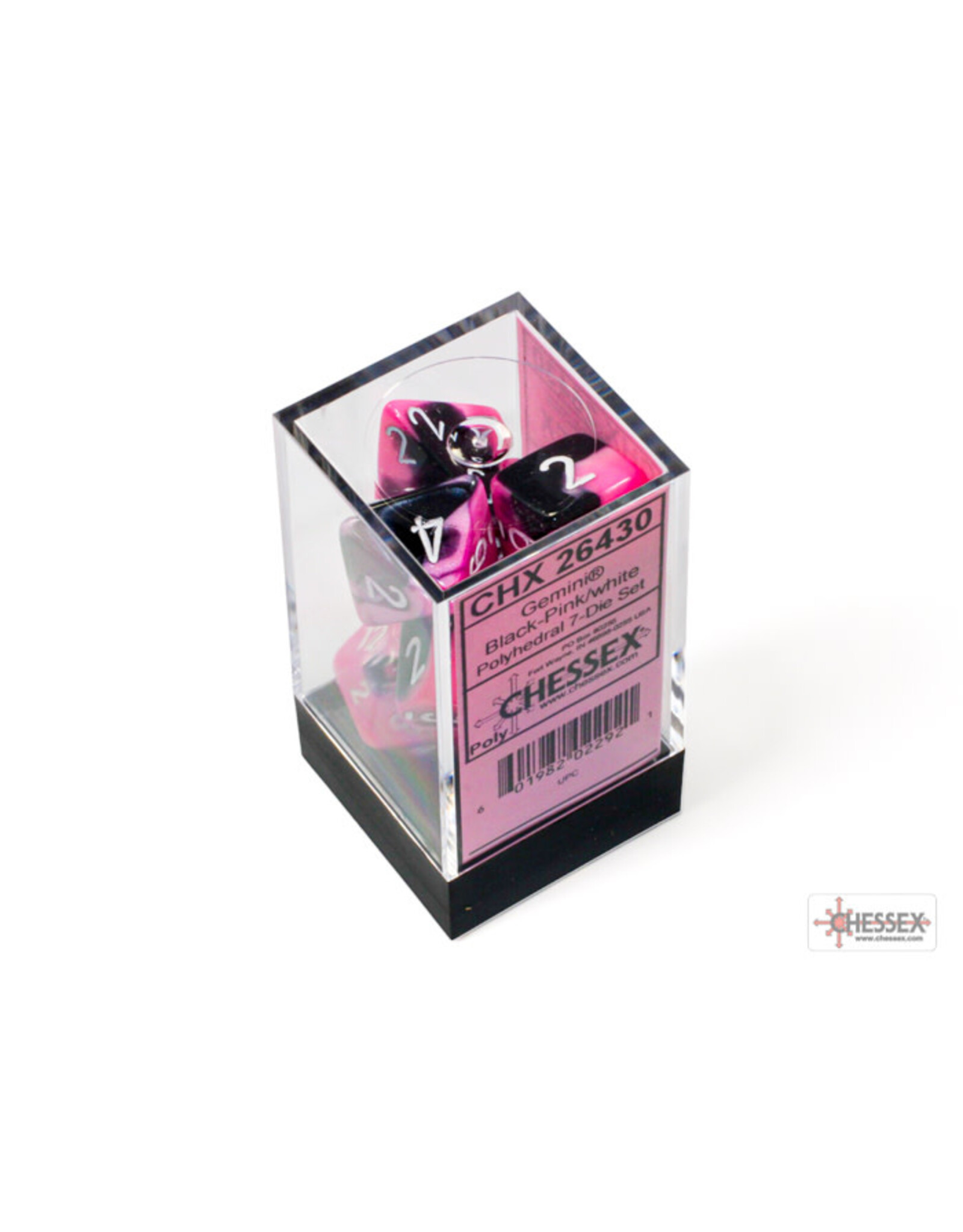 Chessex Gemini Polyhedral Black-Pink/White 7-Die Set