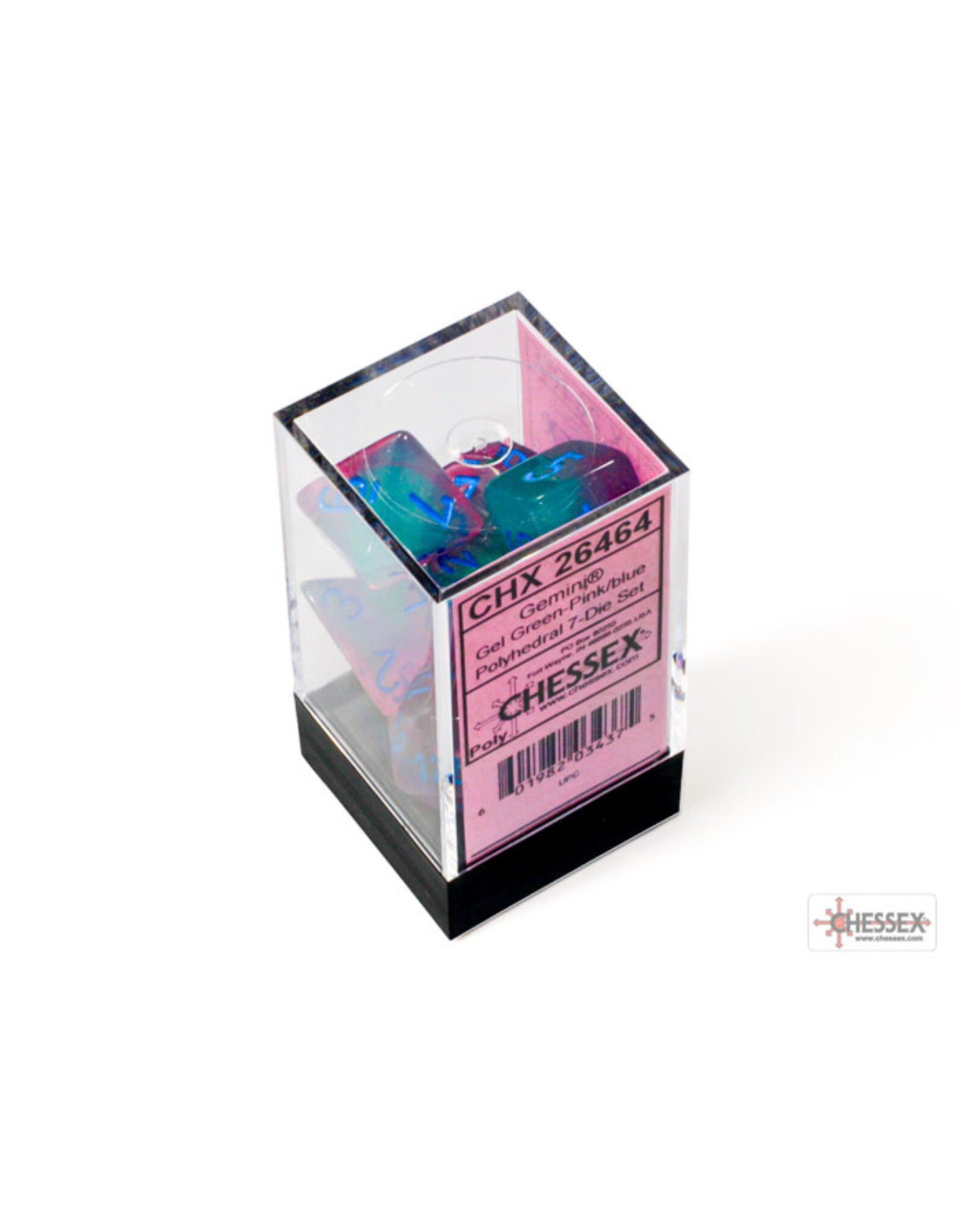 Chessex Gemini Polyhedral Green-Pink/Blue Luminary 7-Die Set