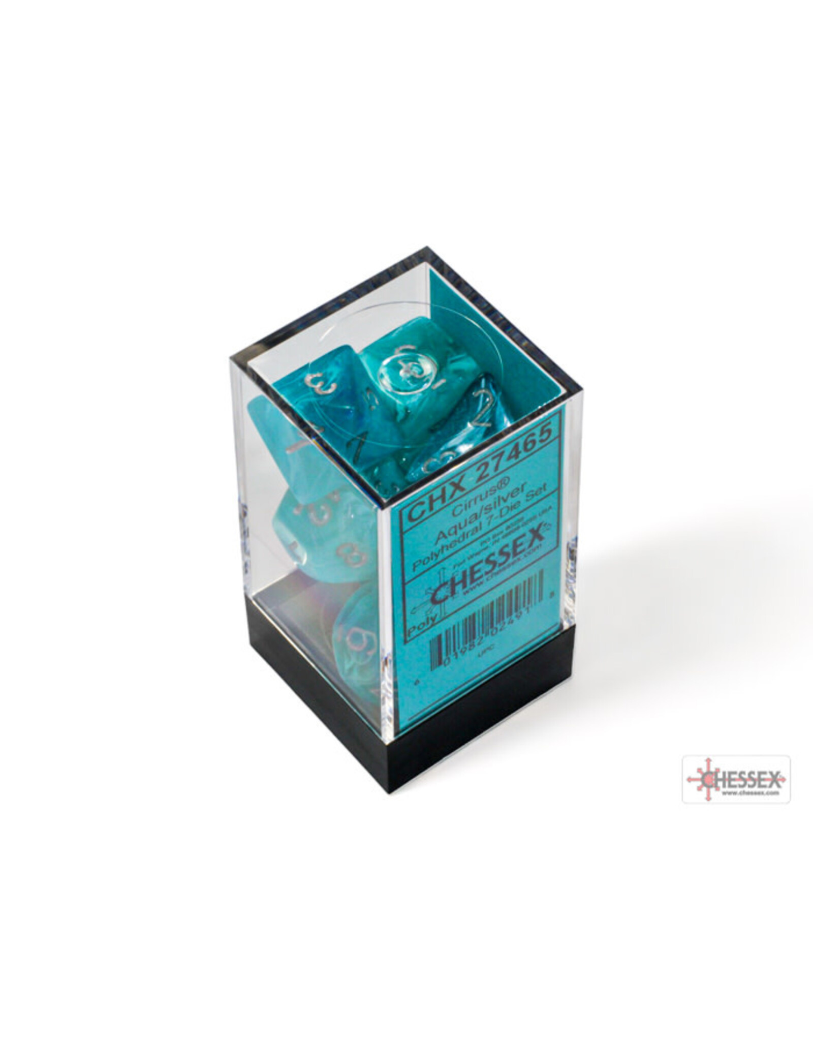 Chessex Cirrus Polyhedral Aqua/Silver  7-Dice Set