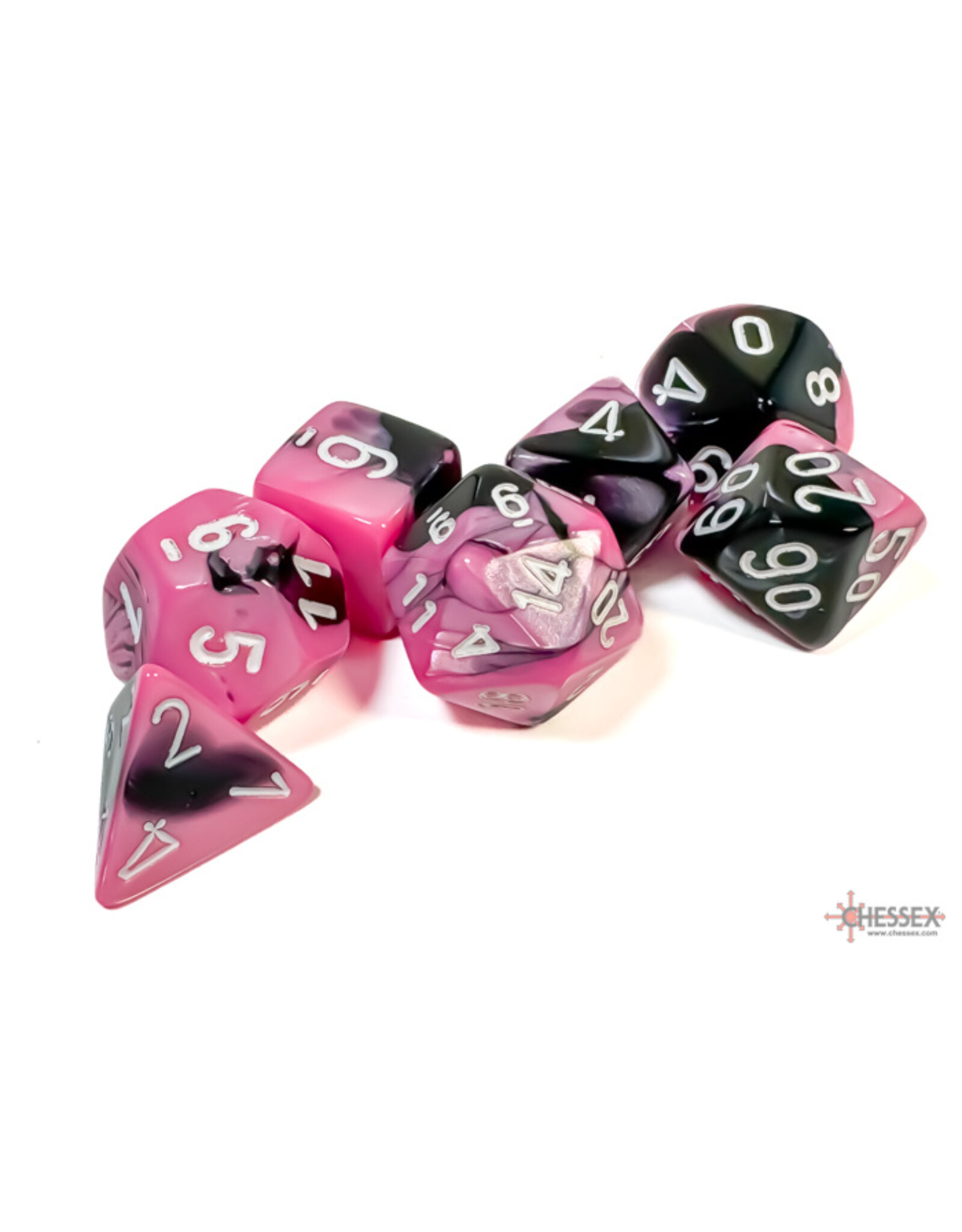 Chessex Gemini Polyhedral Black-Pink/White 7-Die Set