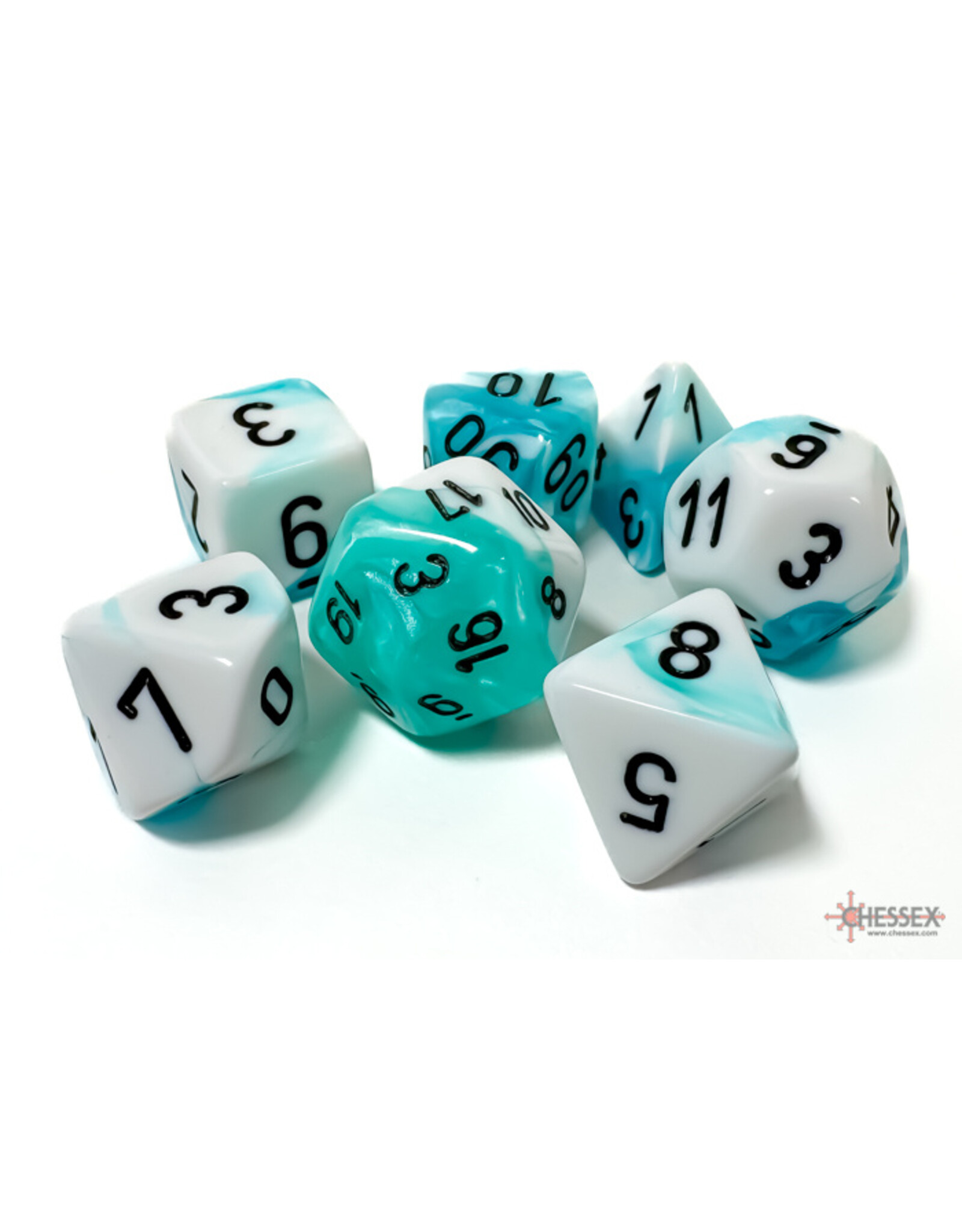 Chessex Gemini Polyhedral Teal-White/Black 7-Die Set