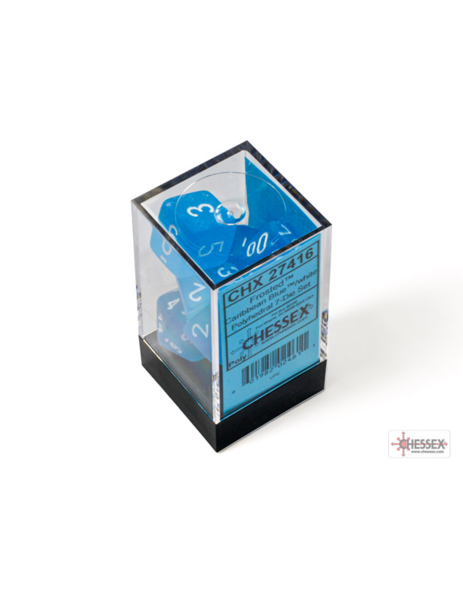 Chessex Frosted Polyhedral Caribbean Blue/White  7-Dice Set