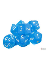 Chessex Frosted Polyhedral Caribbean Blue/White  7-Dice Set