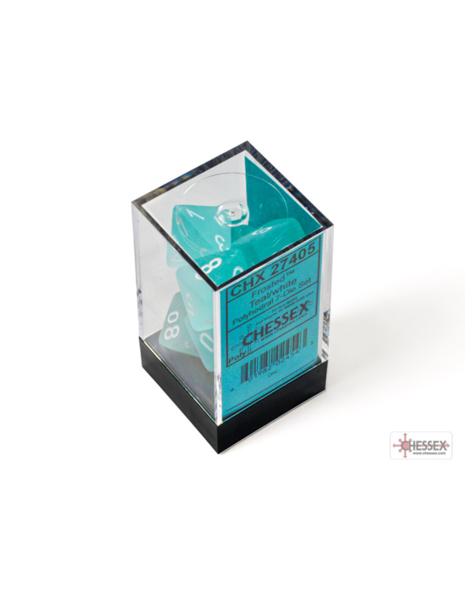Chessex Frosted Polyhedral Teal/White  7-Dice Set