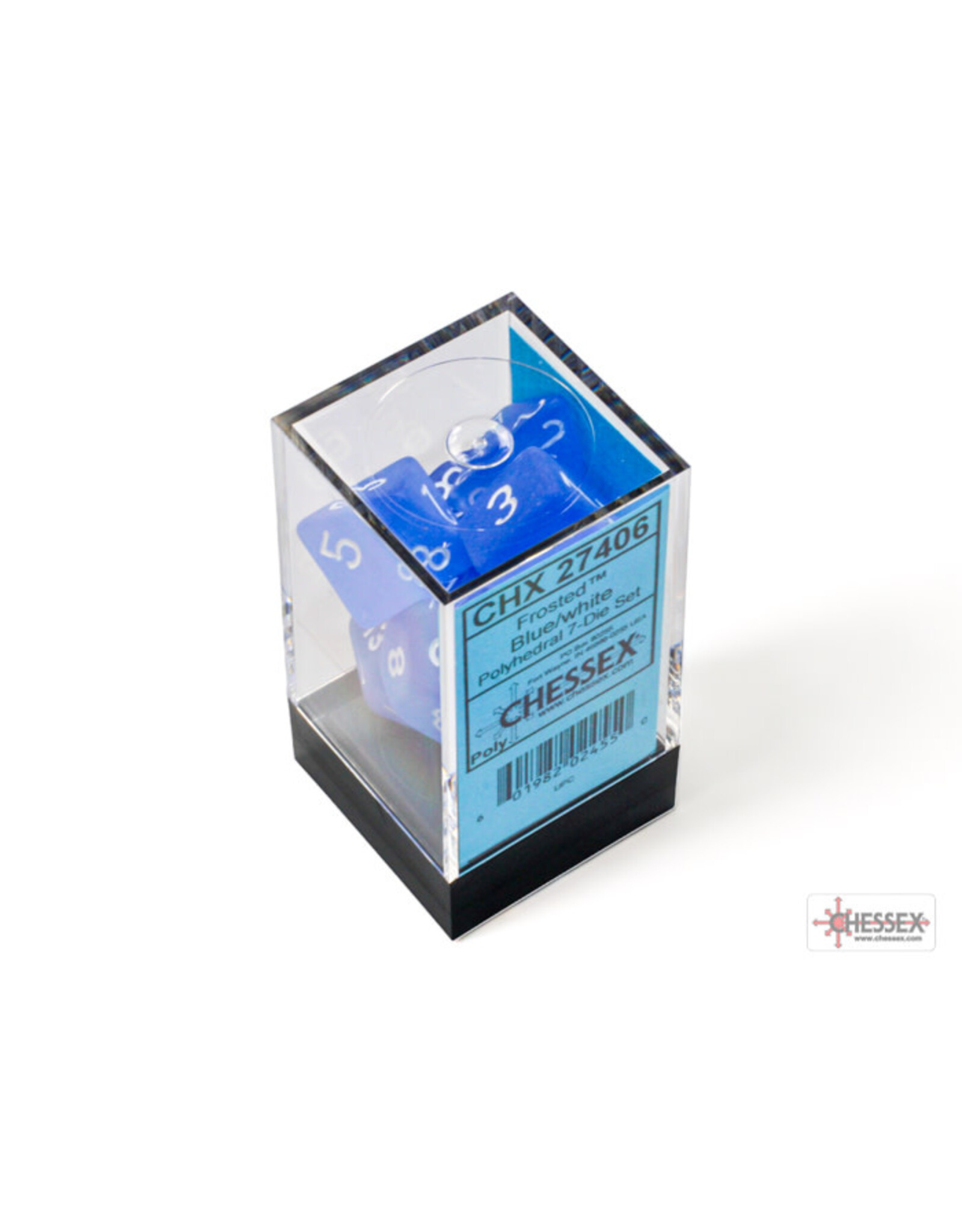 Chessex Frosted Polyhedral Blue /White  7-Dice Set