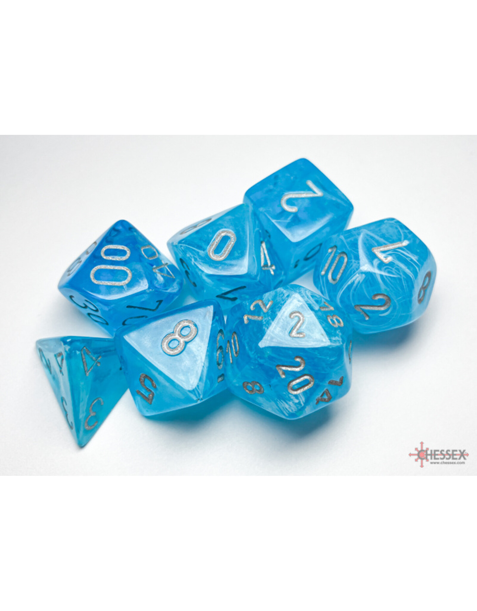 Chessex Luminary Polyhedral Sky/Silver  7-Dice Set
