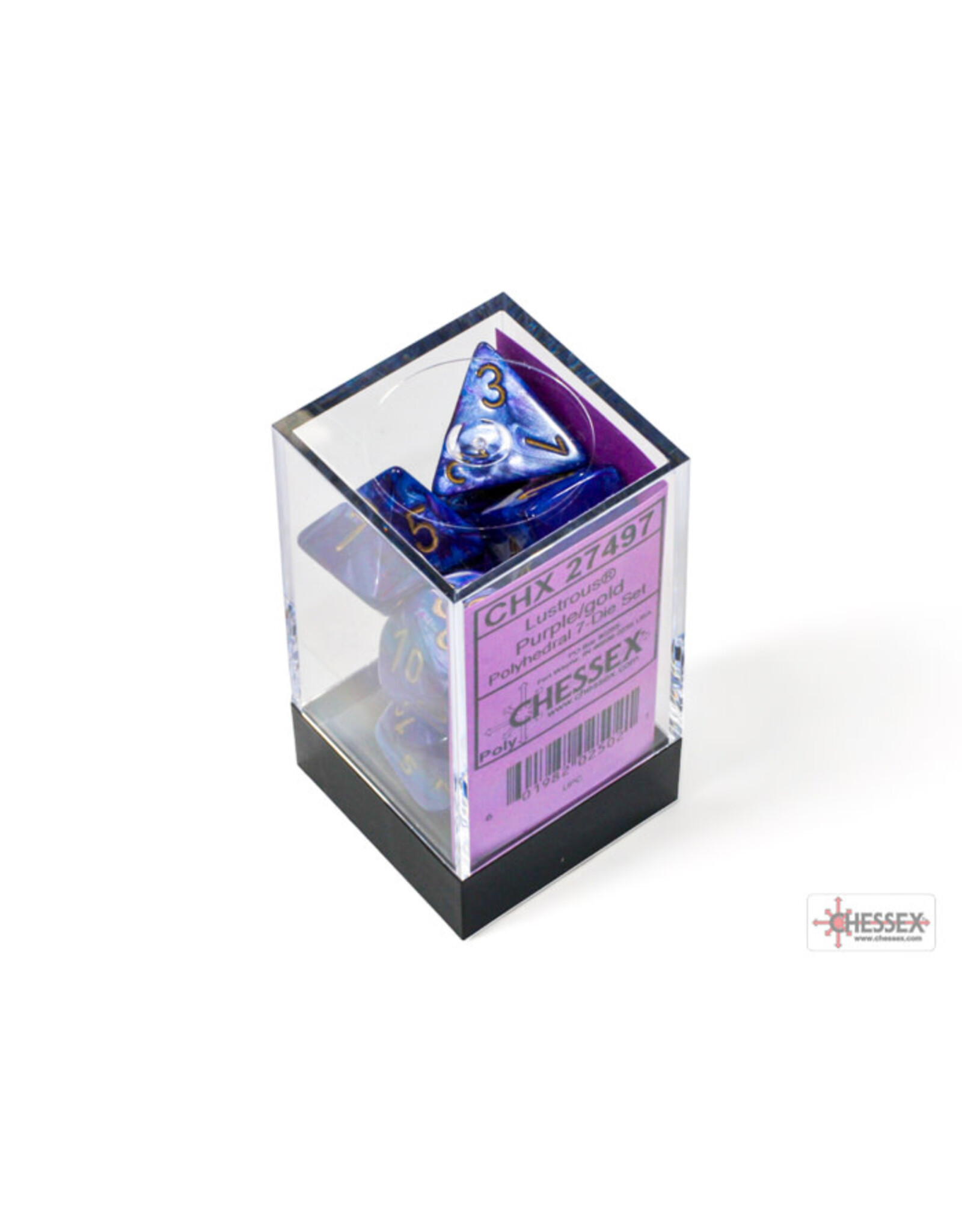 Chessex Lustrous Polyhedral Purple/Gold  7-Dice Set