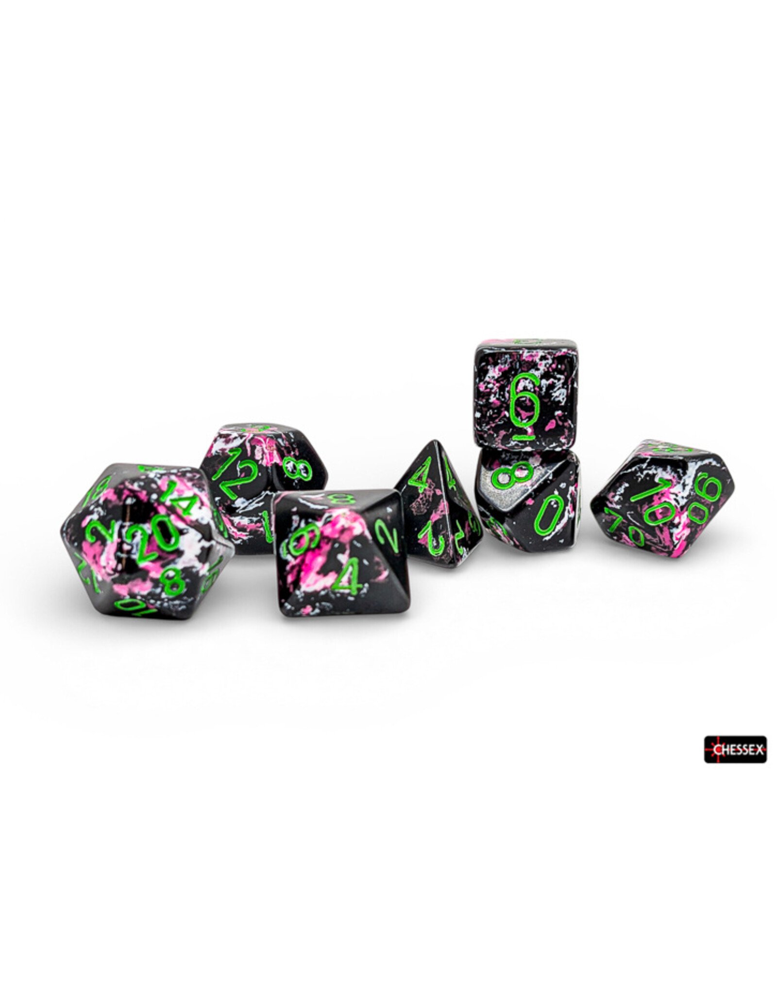 Chessex Brush Polyhedral Paintball/Green 7-Die Set