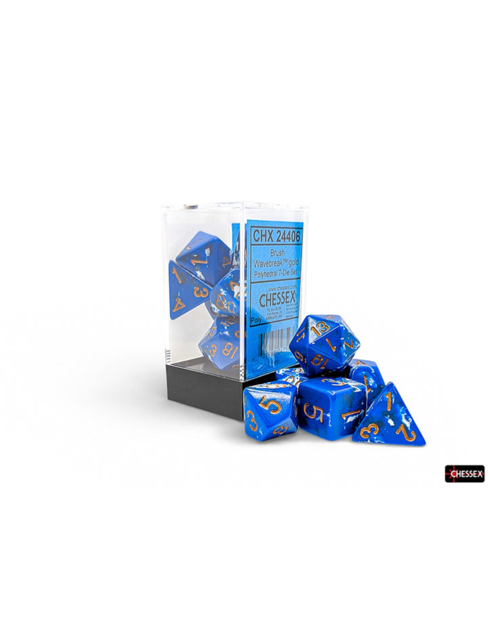 Chessex Brush Polyhedral Wavebreak/Gold 7-Die Set