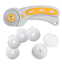 W.A. Portman WA Portman Fabric Cutter Wheel – 45mm Rotary Cutter for Fabric with Safety Lock & Comfort Grip Handle with 5 Extra Rotary Blades